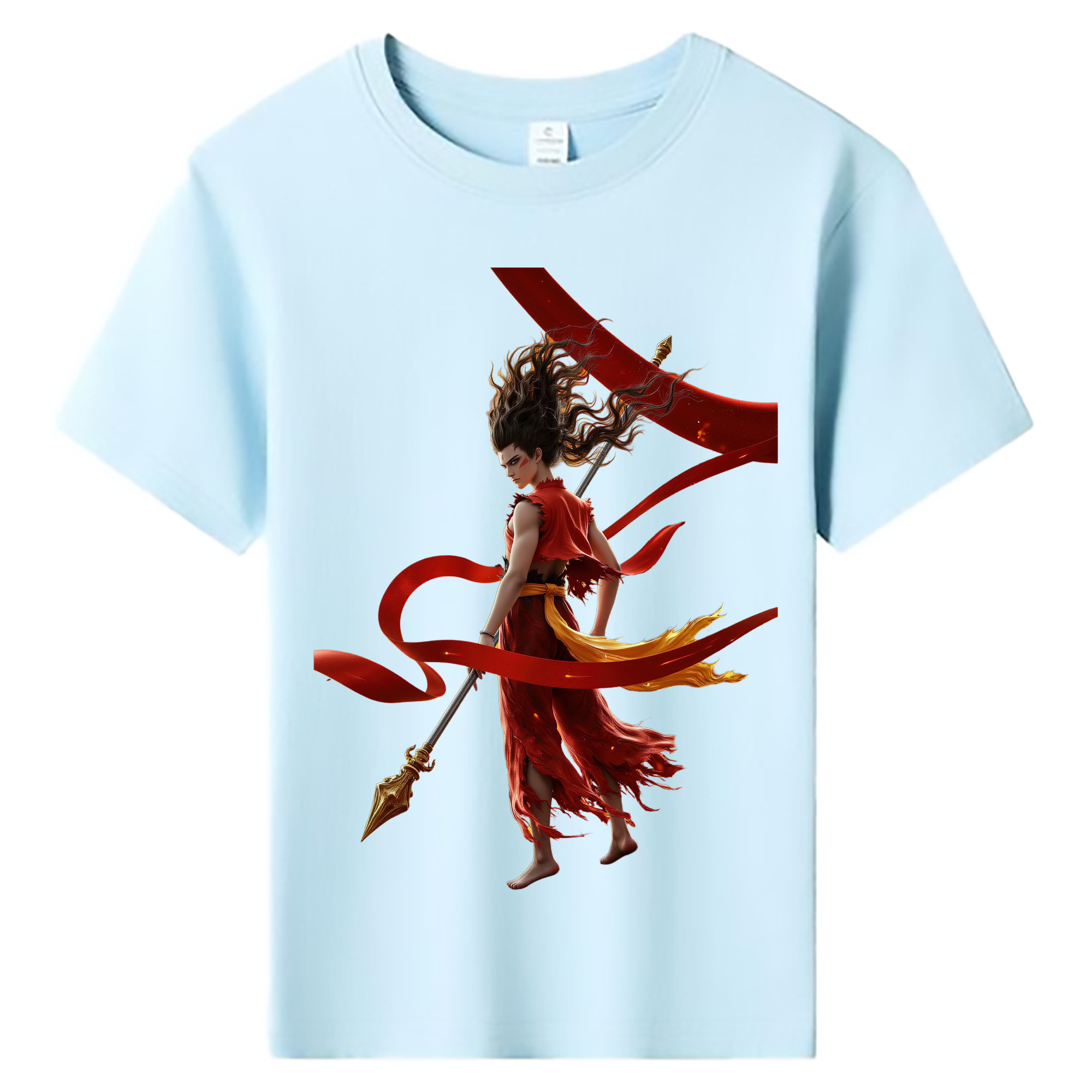 （画像用） Ne Zha 2 ナタ 魔童の大暴れ 綿100％キッズTシャツ（フロントプリント）
